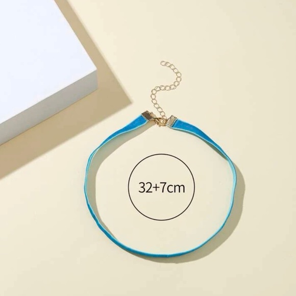 Cinderella Blue Velour Minimalist Solid Choker - Picture 4 of 4